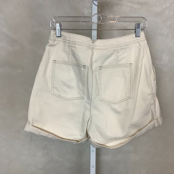 Unsubscribed High Waisted Cuffed Desert Pleat Front Short In Natural NWT 4 - Picture 2 of 6
